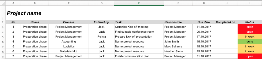 task tracking list