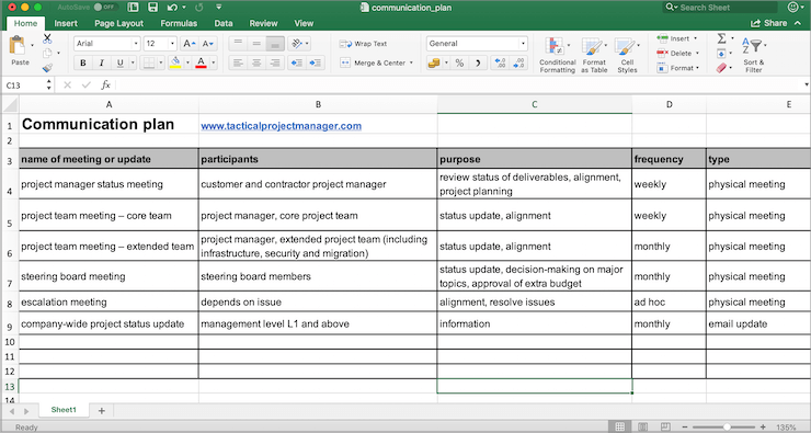 A simple communication plan template is all you need.