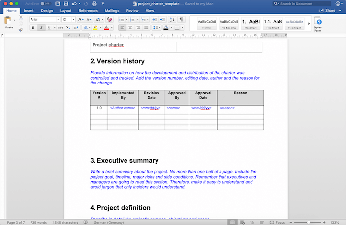 A project charter summarizes key information about a project, including scope, purpose, planning and other aspects.