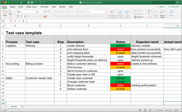 how to write unit test cases in excel sheet
