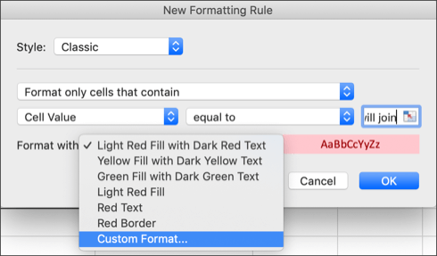 custom cell formatting