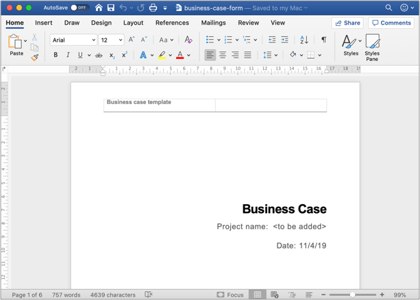 business case template used for projects
