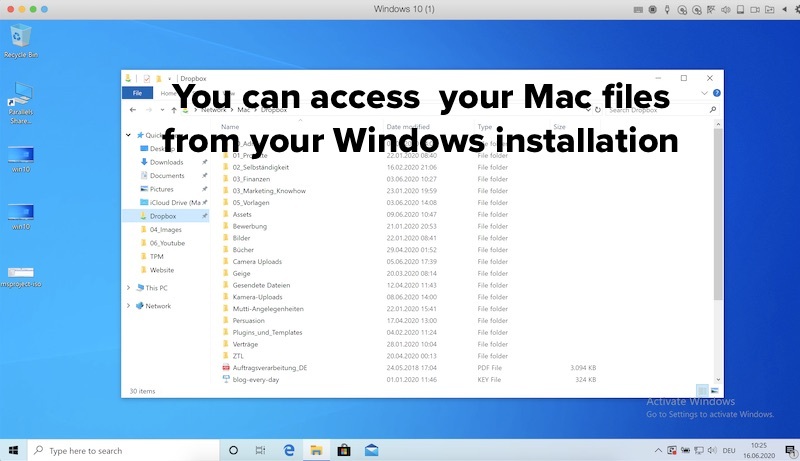 You can access Mac documents via Windows explorer