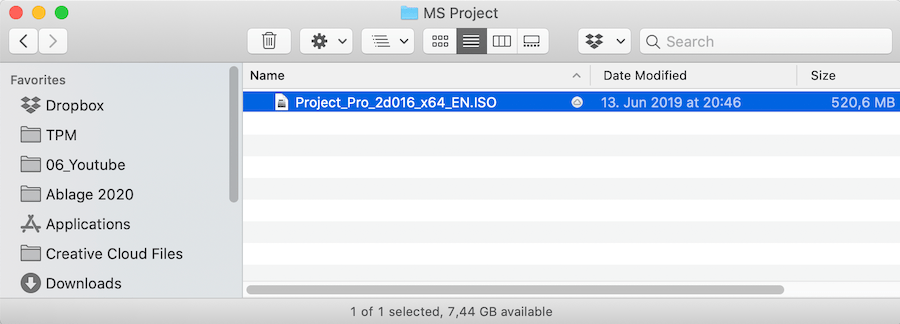 MS Project ISO file