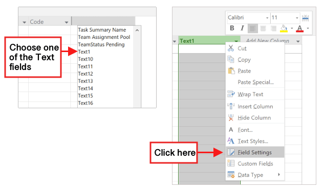 Display text field to store the department code
