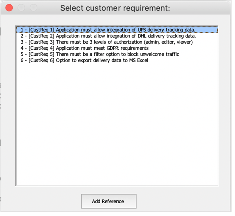 Adding a reference to a customer requirement is possible with this requirements template