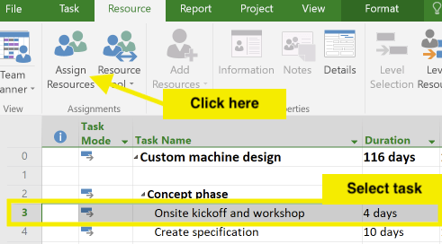 Assign a cost resource for travel costs