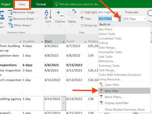 MS Project: creating a filter to show only critical tasks