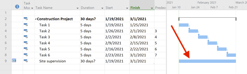 Creating a task with variable duration in Microsoft Project