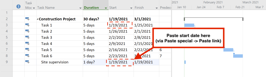 Paste start date