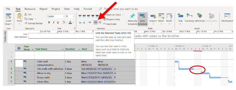Linking tasks to ensure they are scheduled across all 7 days of the week