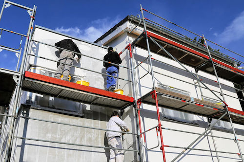 Start-to-start dependency example: Assembly of scaffolding and painting the exterior of a house