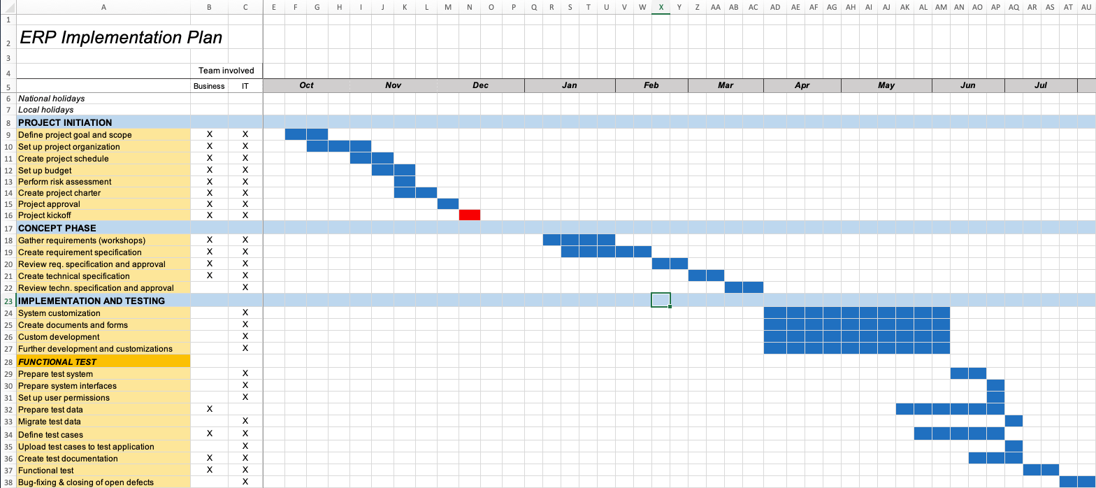 Erp Implementation Project Plan Template Excel