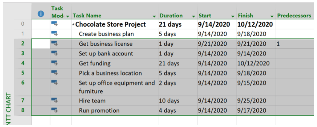 project plan assignment example