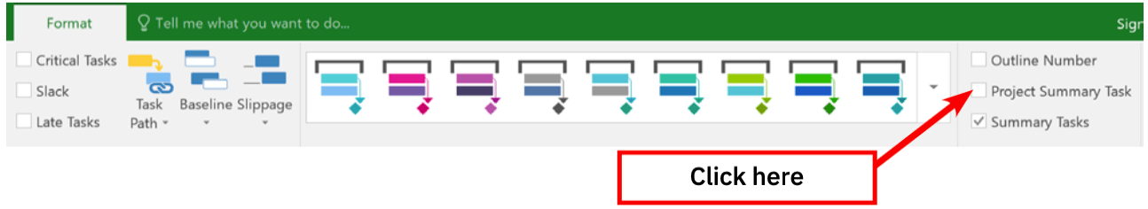 Microsoft Project Example: Create a summary task to cover your entire project