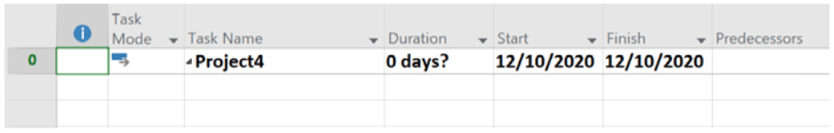 Microsoft Project Example: What it looks like when you have created a project summary task