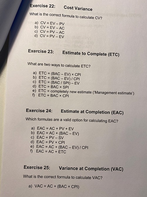 Earned Value Exercises - Example 2
