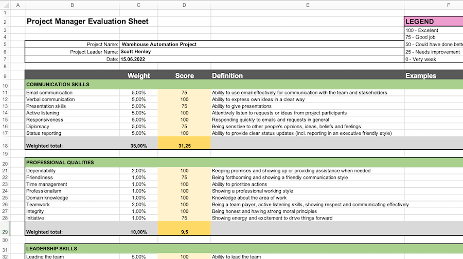 Download My Project Manager Evaluation Form Tactical Project Manager