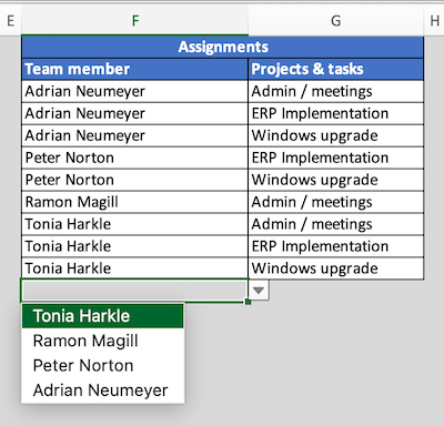 Assigning projects to your team members