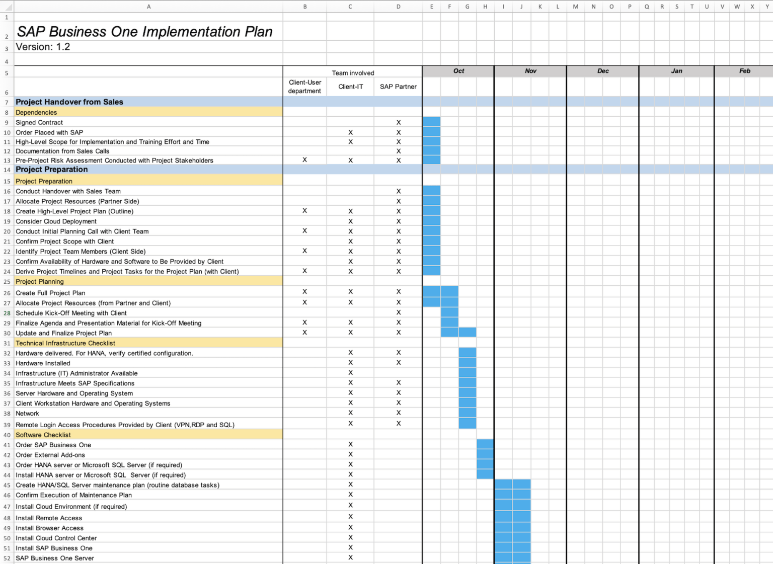 SAP Business One Project Plan Tactical Project Manager