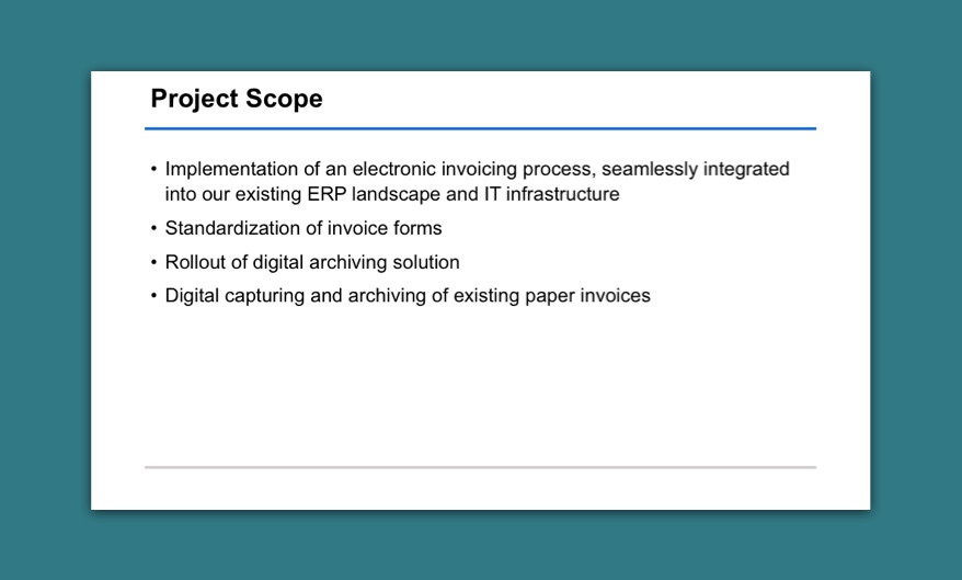 Example of a scope statement for a ficticious project.