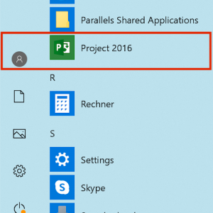 Launching MS Project from the Start Menu